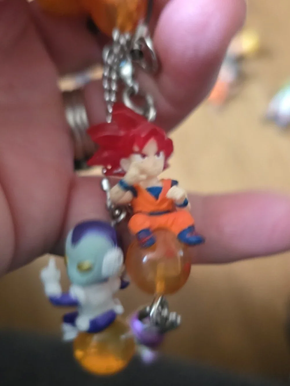Kids Orange Dragon Ball Character Keychain Set